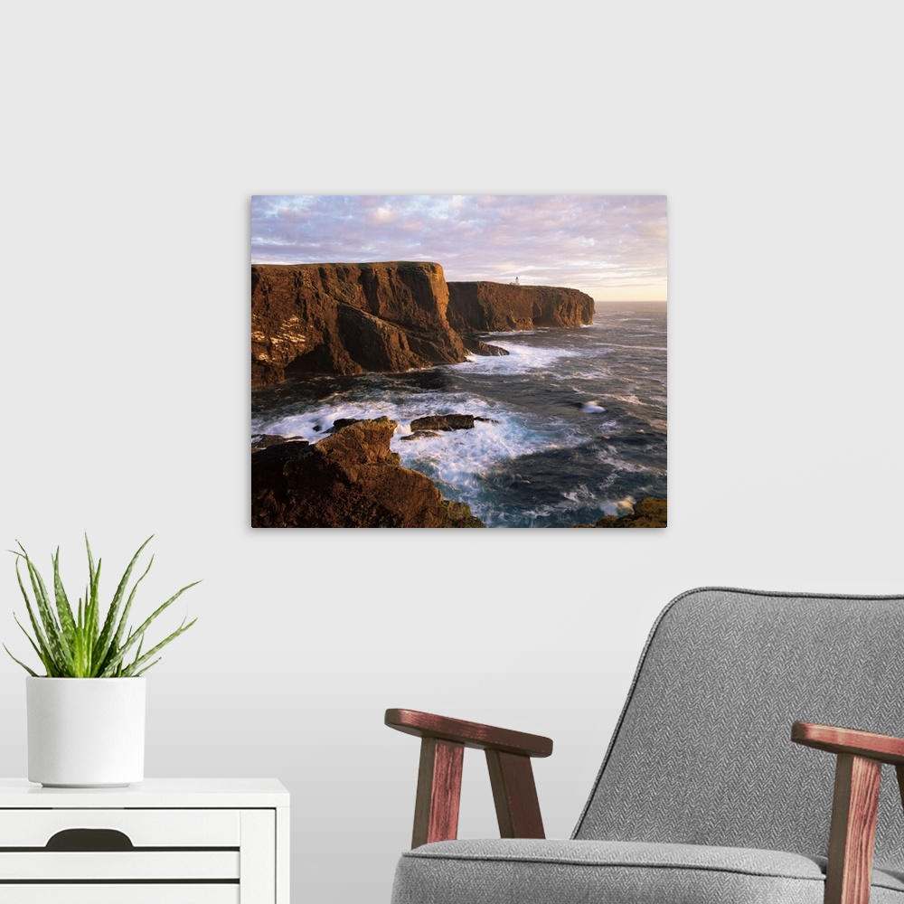 A modern room featuring Eshaness Cliffs and lighthouse, Shetland Islands, Scotland