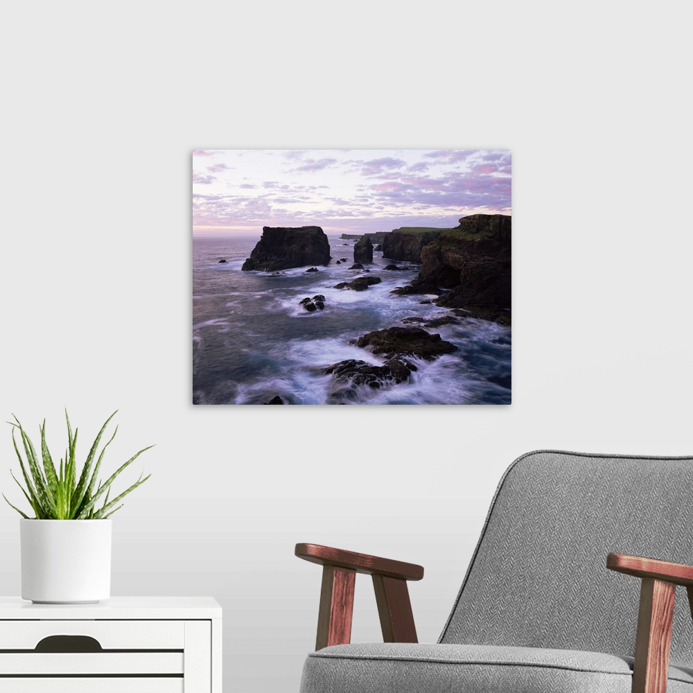 A modern room featuring Eshaness Cliffs, Shetland Islands, Scotland
