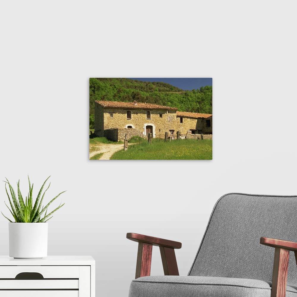 A modern room featuring Exterior of a farmhouse, Alpes de Haute Provence, Provence, France