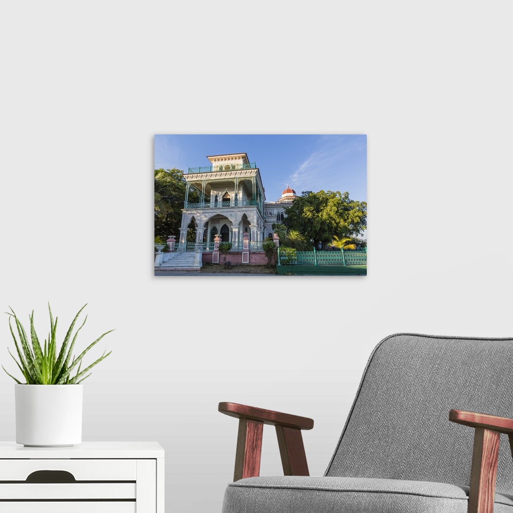 A modern room featuring Exterior view of Palacio de Valle, Punta Gorda, Cienfuegos, Cuba, West Indies, Caribbean