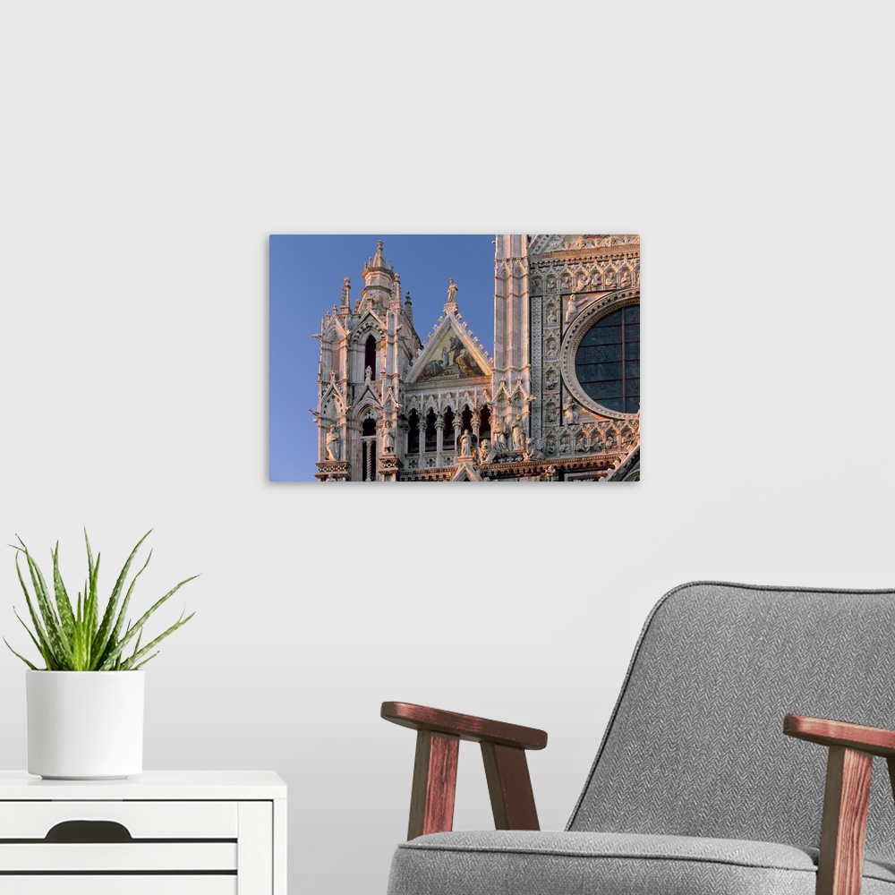 A modern room featuring Facade and pinnacles of the Duomo, Siena, Tuscany, Italy