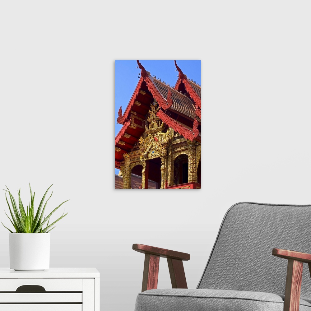 A modern room featuring facade of Wat Phra Singh Temple, Chiang Mai, Chiang Mai Province, Thailand