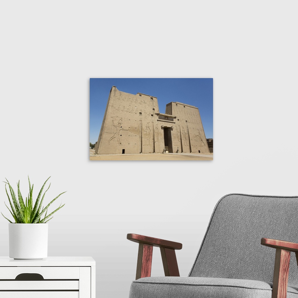A modern room featuring First Pylon, Temple of Horus, Edfu, Egypt, North Africa, Africa