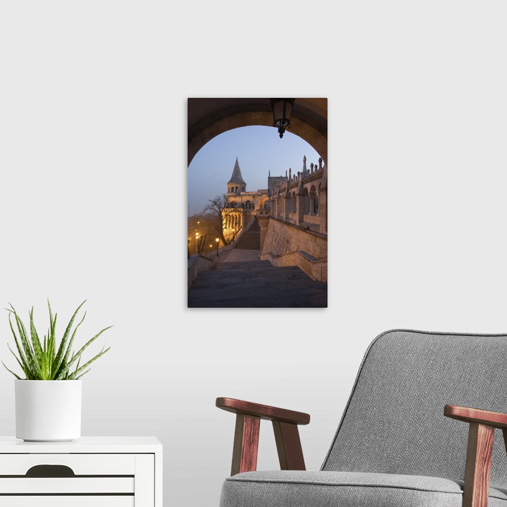 A modern room featuring Fishermans Bastion, Castle Hill area, Budapest, Hungary