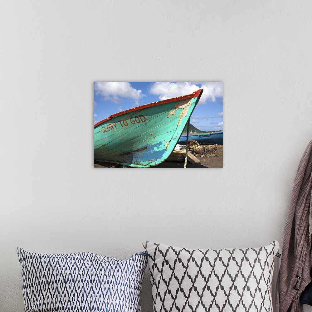 A bohemian room featuring Fishing boat, Prince Rupert Bay, Portsmouth, Dominica, Windward Islands, Caribbean