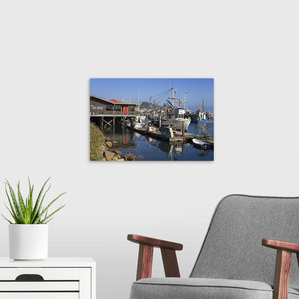A modern room featuring Fishing boats, City of Morro Bay, San Luis Obispo County, California