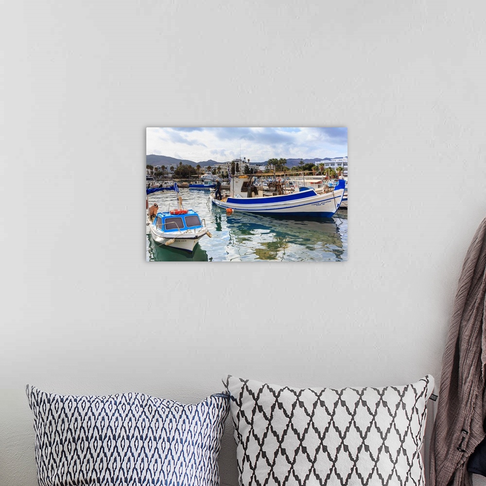 A bohemian room featuring Fishing boats, harbour, Kos Town, Kos, Dodecanese, Greek Islands, Greece