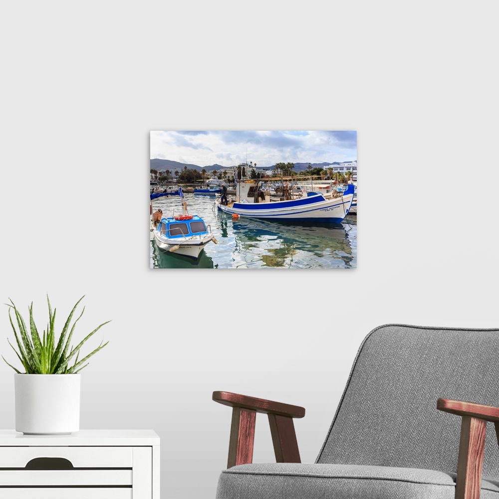 A modern room featuring Fishing boats, harbour, Kos Town, Kos, Dodecanese, Greek Islands, Greece
