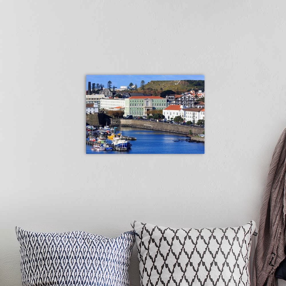 A bohemian room featuring Fishing boats in harbour, Ponta Delgada City, Sao Miguel Island, Portugal