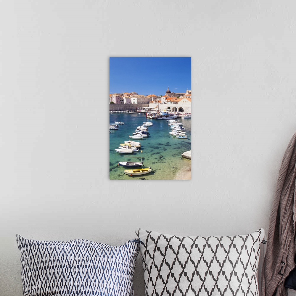 A bohemian room featuring Fishing boats in the Old Port, Dubrovnik Old Town, Dubrovnik, Dalmatian Coast, Croatia