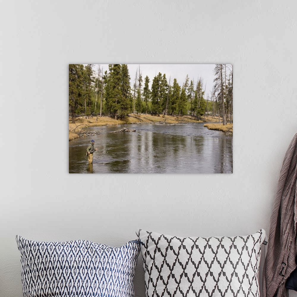 A bohemian room featuring Fly fishing, Firehole River, Yellowstone National Park, Wyoming