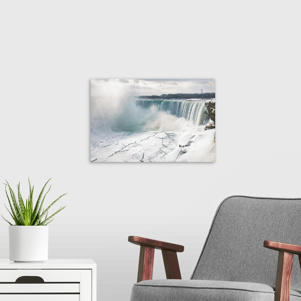 A modern room featuring Frozen Niagara Falls, Ontario, Canada, North America
