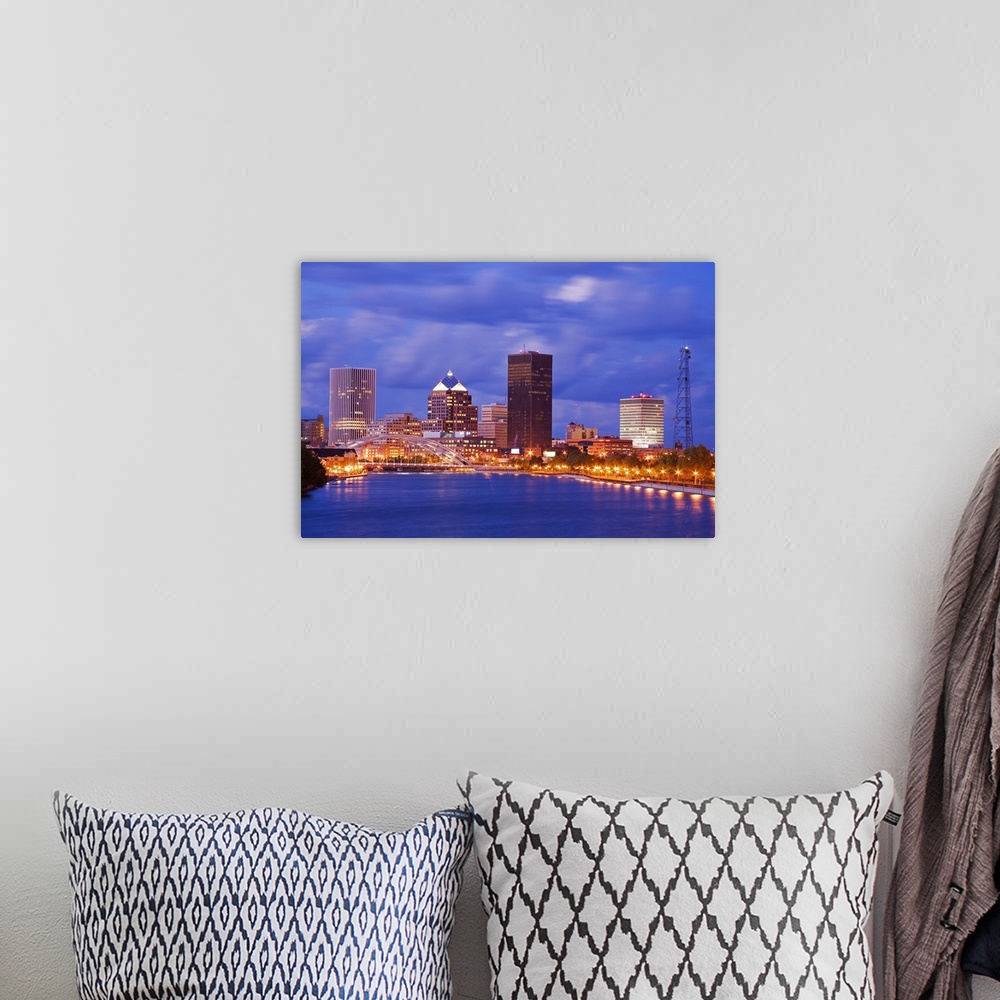 A bohemian room featuring Genesee River and Rochester skyline, New York State