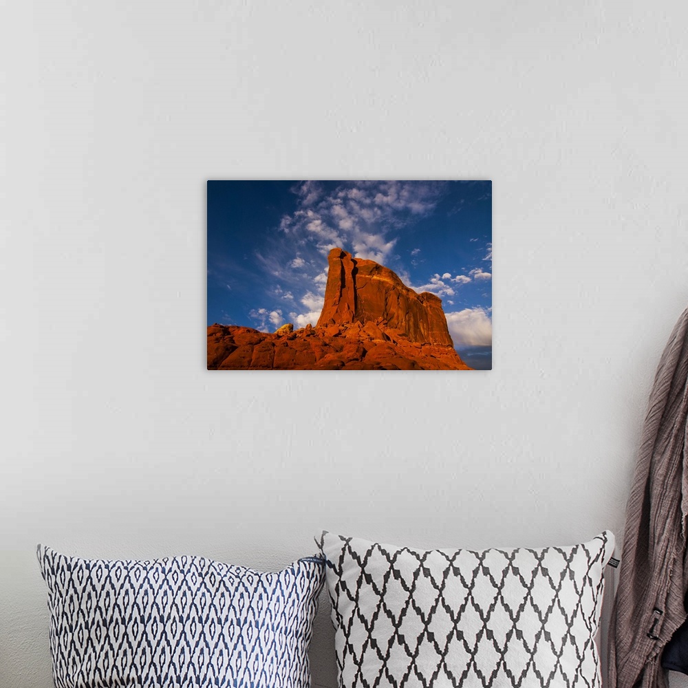 A bohemian room featuring Giant rock in the late afternoon light on top of a plateau near Moab, Utah