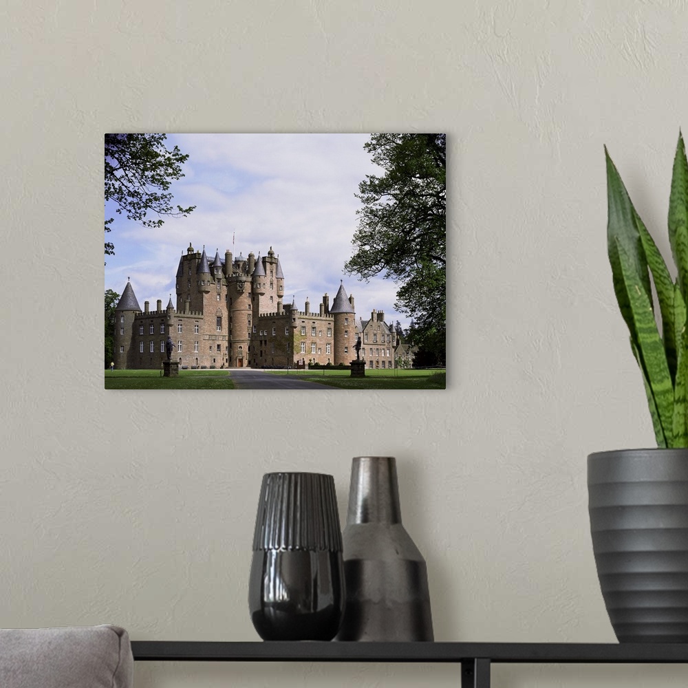 A modern room featuring Glamis Castle, Highland region, Scotland, United Kingdom, Europe