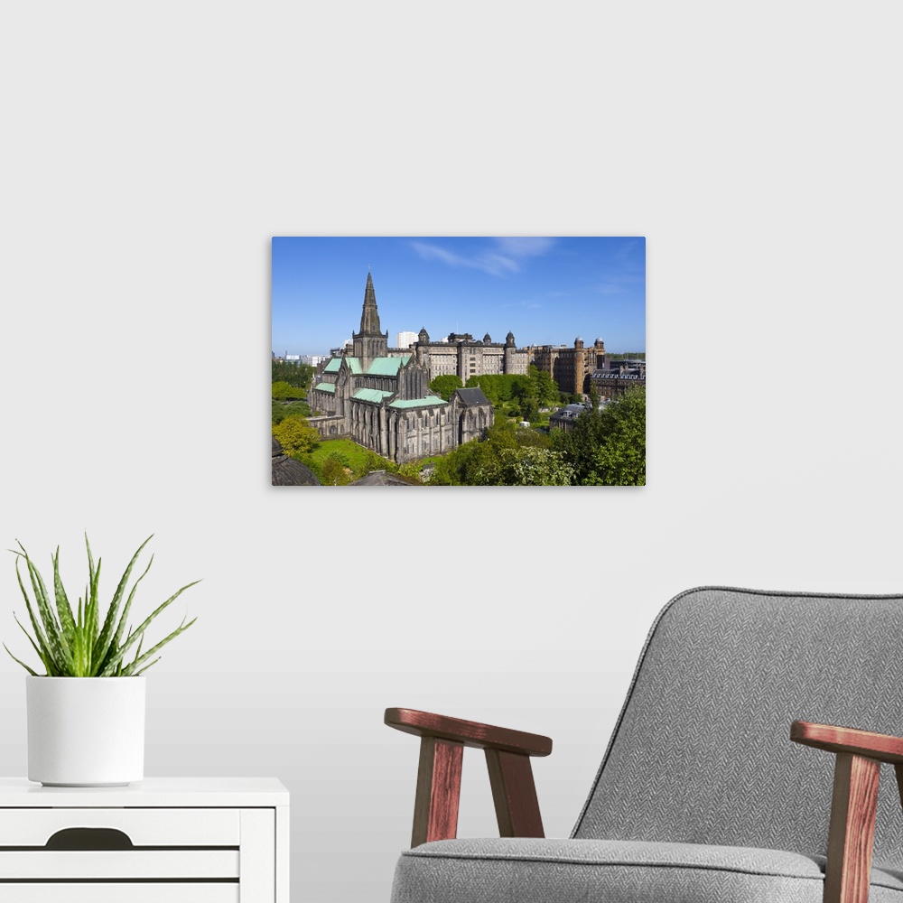 A modern room featuring Glasgow Cathedral and Royal Infirmary, Glasgow, Scotland, United Kingdom, Europe