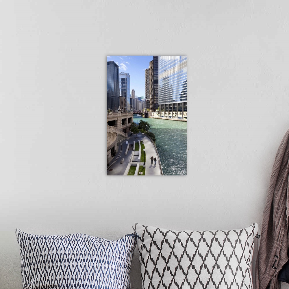 A bohemian room featuring Glass towers along the Chicago River, Chicago, Illinois