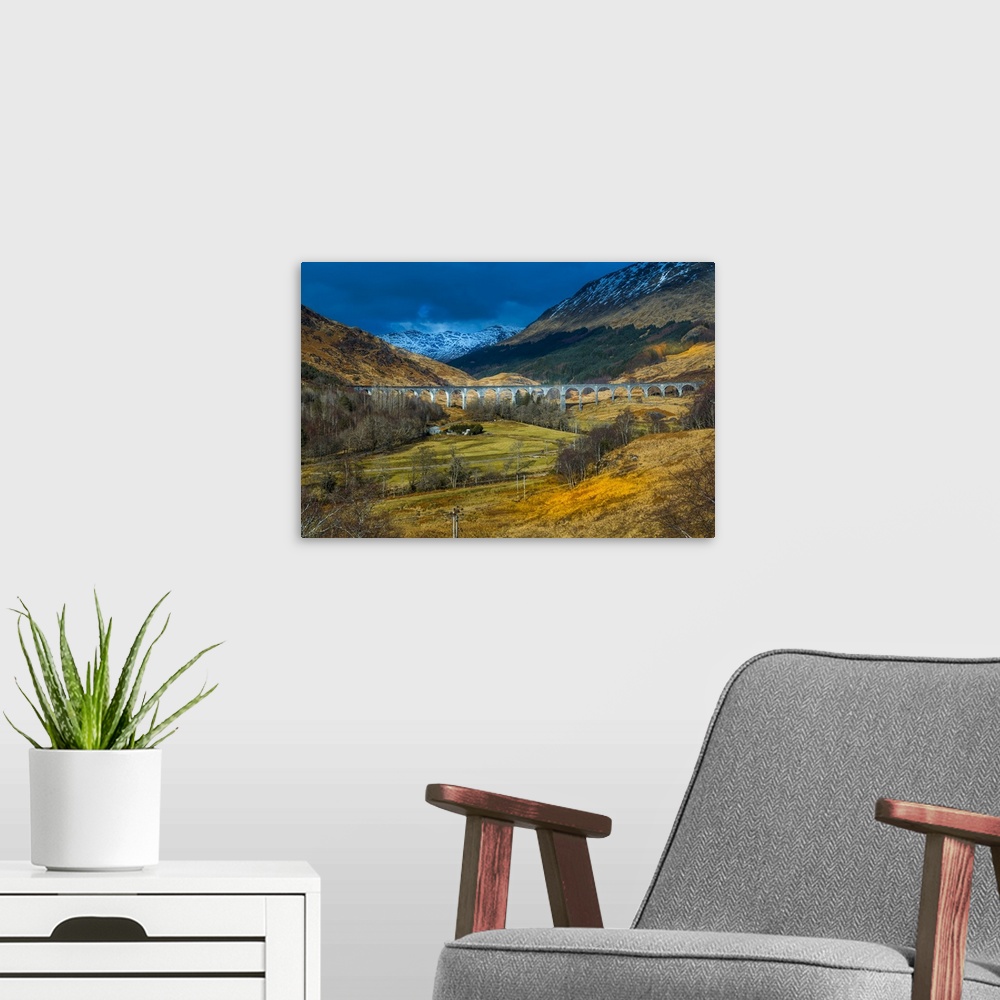 A modern room featuring View of The Glenfinnan Viaduct a Railway Viaduct on the West Highland Line in Glenfinnan, Inverne...