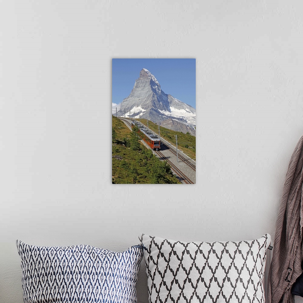 A bohemian room featuring Gornergrat Railway in front of the Matterhorn, Valais, Swiss Alps, Switzerland