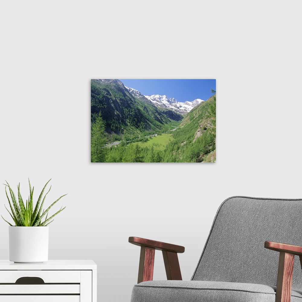 A modern room featuring Gran Paradiso National Park, Valnontey Valley near Cogne, Valle d'Aosta, Italy