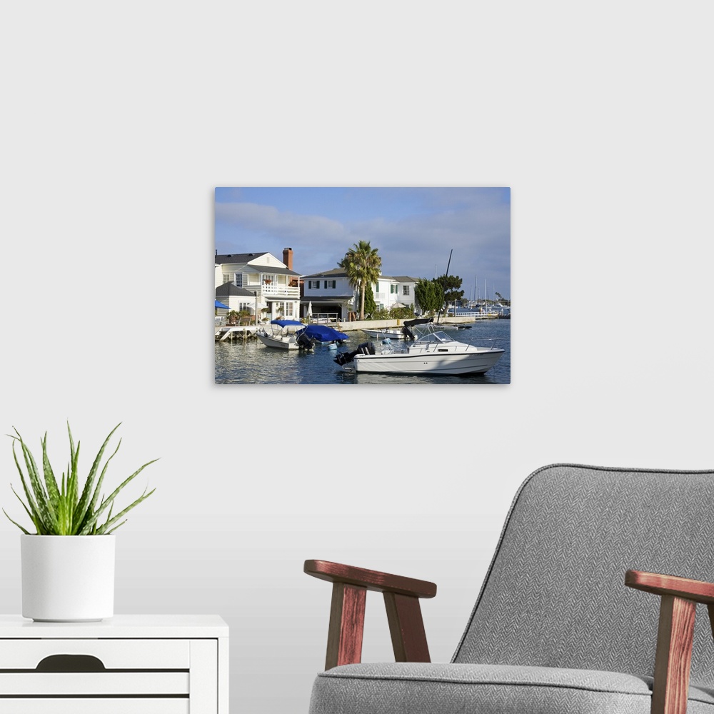 A modern room featuring Grand Canal on Balboa Island, Newport Beach, Orange County, California