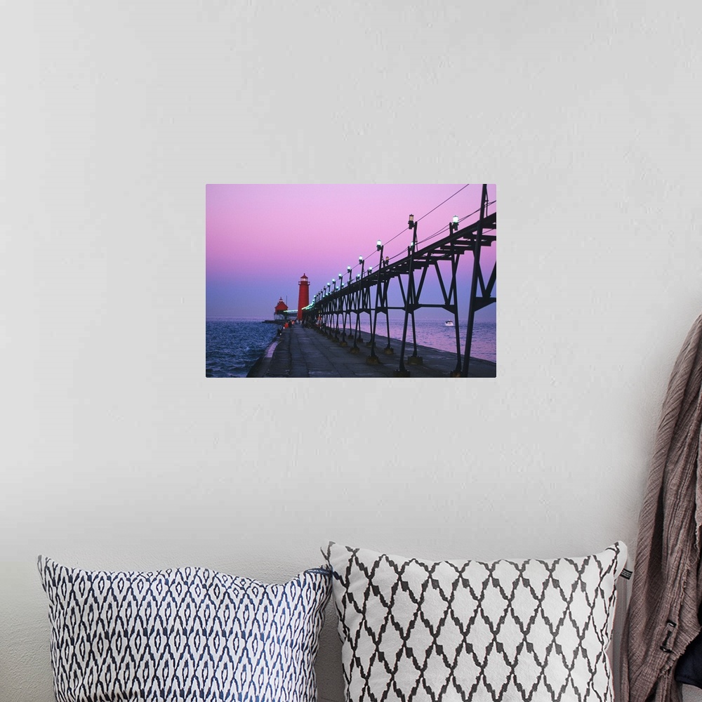 A bohemian room featuring Grand Haven Lighthouse on Lake Michigan, Grand Haven, Michigan