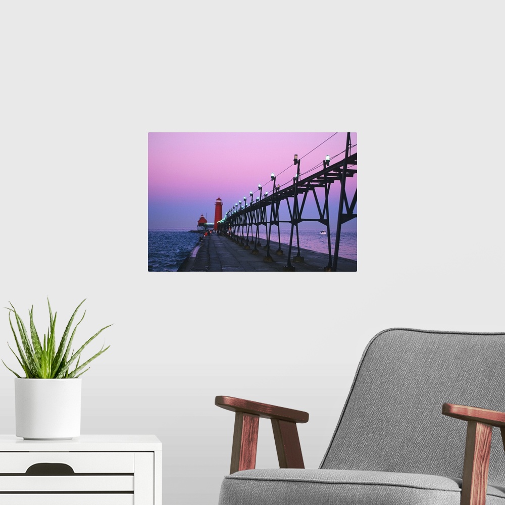 A modern room featuring Grand Haven Lighthouse on Lake Michigan, Grand Haven, Michigan
