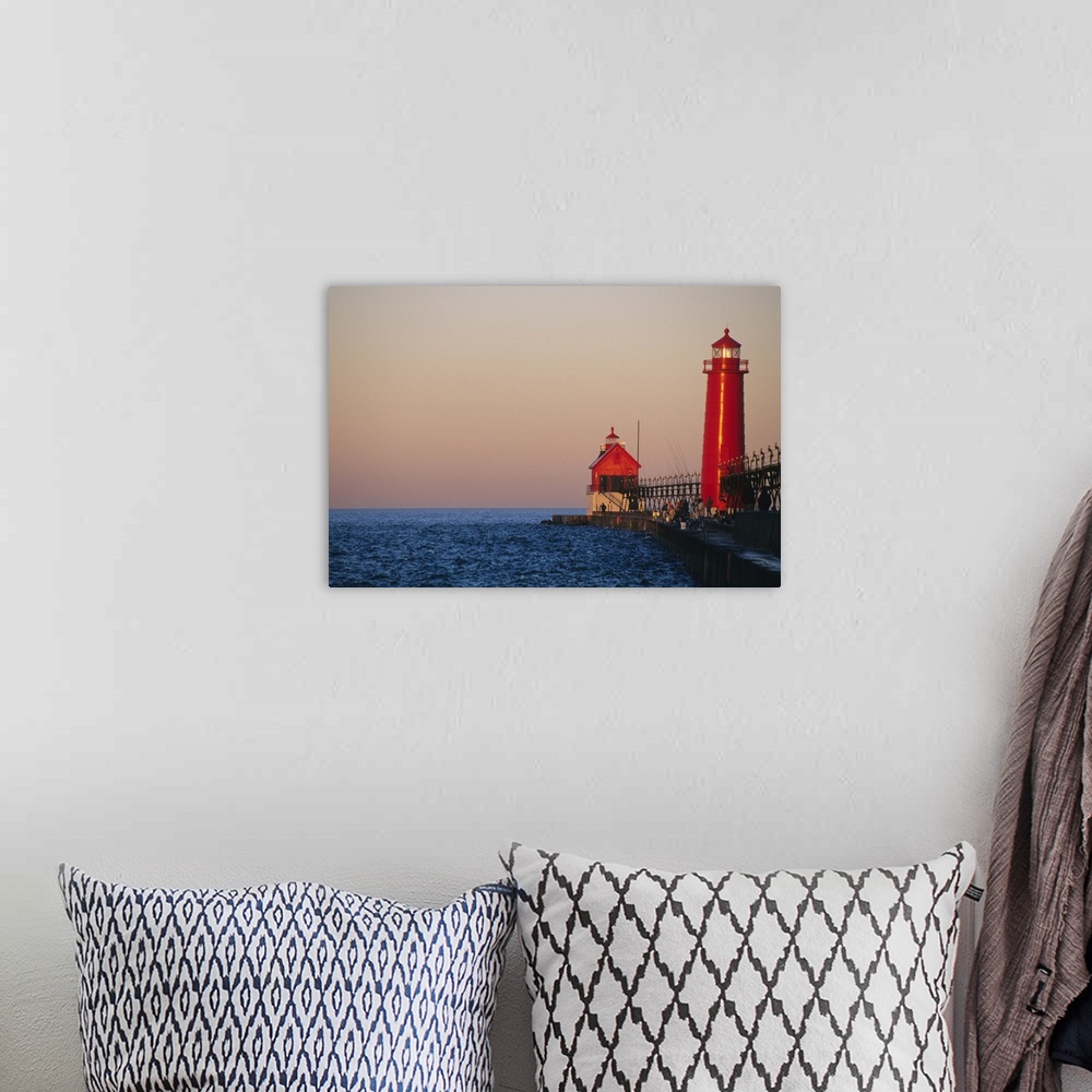 A bohemian room featuring Grand Haven Lighthouse on Lake Michigan, Grand Haven, Michigan