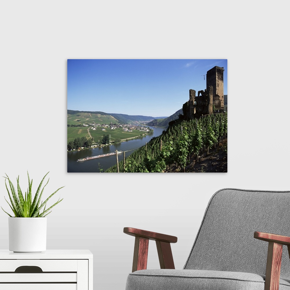 A modern room featuring Gravenburg Castle, River Mosel, Rhineland Palatinate, Germany