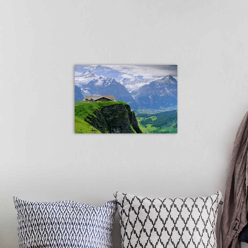 A bohemian room featuring Grindelwald and North face of the Eiger mountain, Grindelwald, Jungfrau region, Bernese Oberland,...
