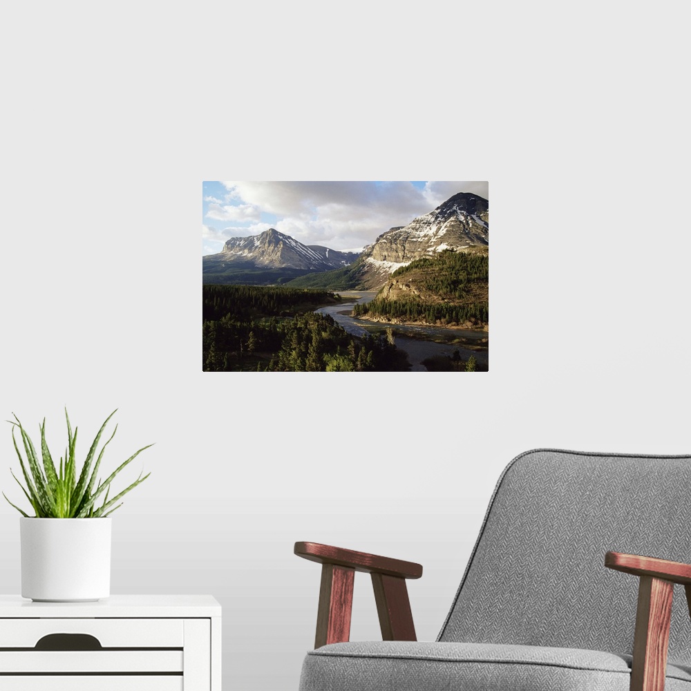 A modern room featuring Grinnell Point and Swiftcurrent Creek, Glacier National Park, Montana
