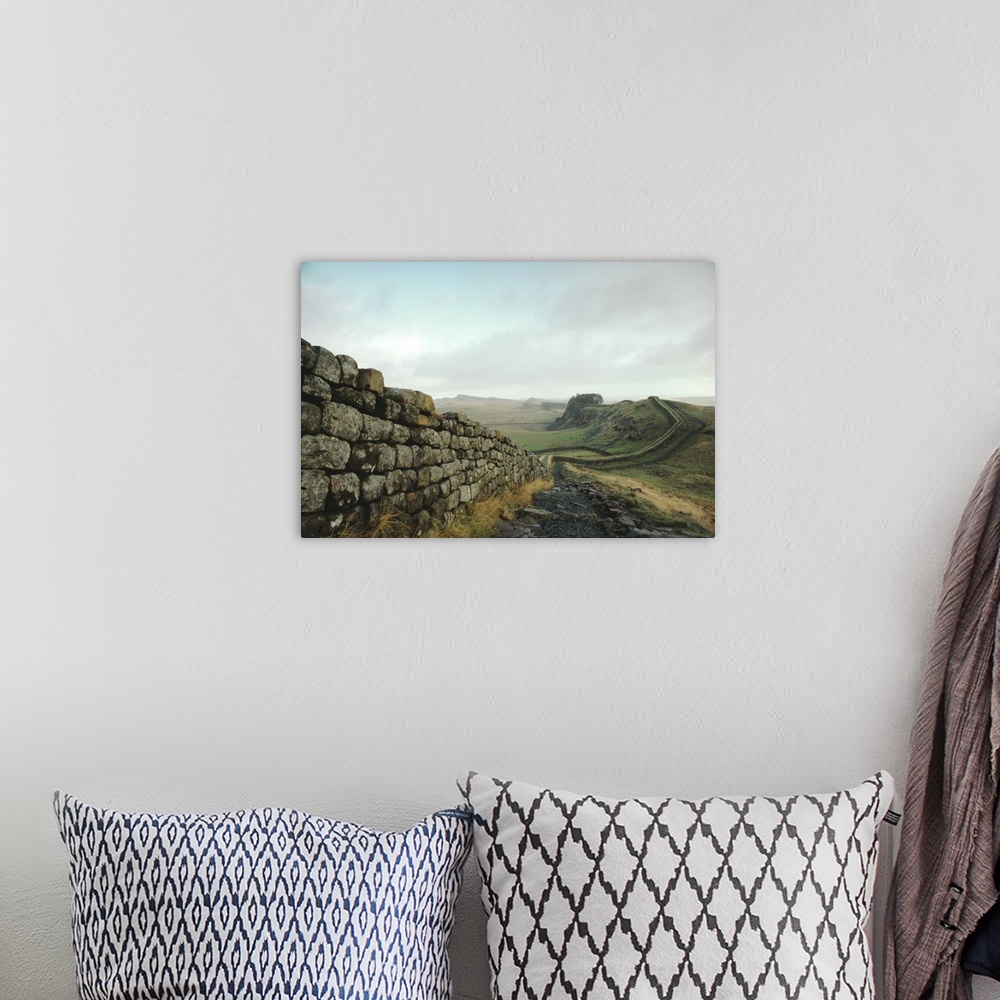 A bohemian room featuring Hadrian's Wall, towards Crag Lough, Northumberland England, UK