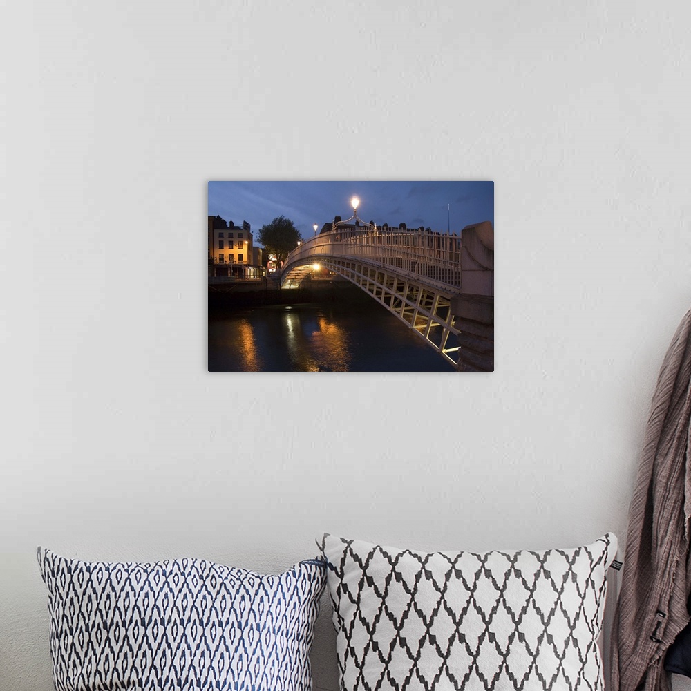 A bohemian room featuring Half Penny Bridge  over Liffey River, Dublin, County Dublin, Republic of Ireland