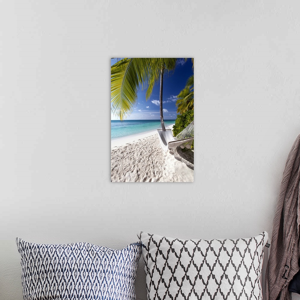 A bohemian room featuring Hammock on tropical beach, Maldives, Indian Ocean, Asia