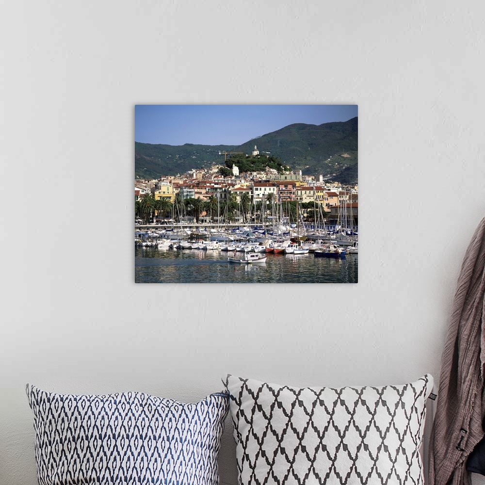 A bohemian room featuring Harbour and town, San Remo, Italian Riviera, Liguria, Italy