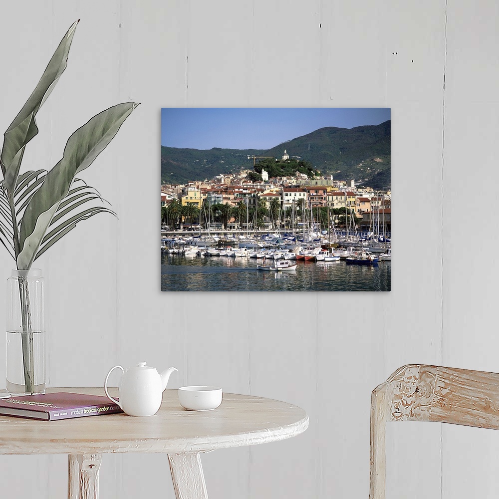 A farmhouse room featuring Harbour and town, San Remo, Italian Riviera, Liguria, Italy