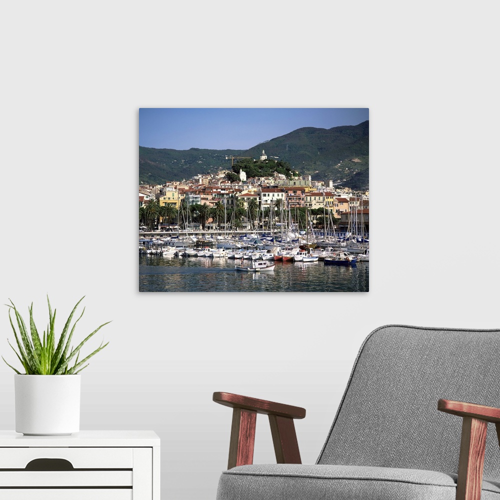 A modern room featuring Harbour and town, San Remo, Italian Riviera, Liguria, Italy
