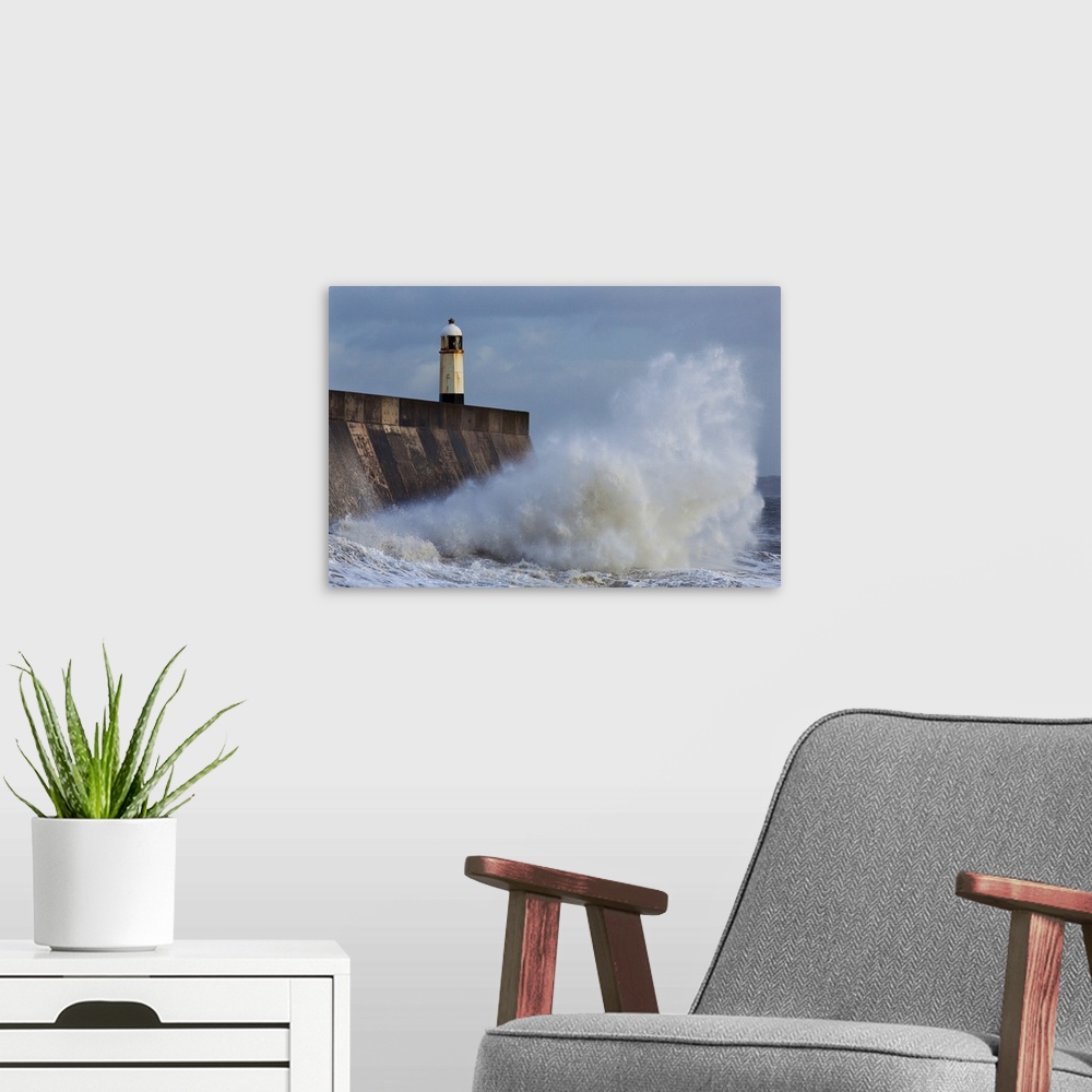 A modern room featuring Harbour light, Porthcawl, South Wales, Wales, UK