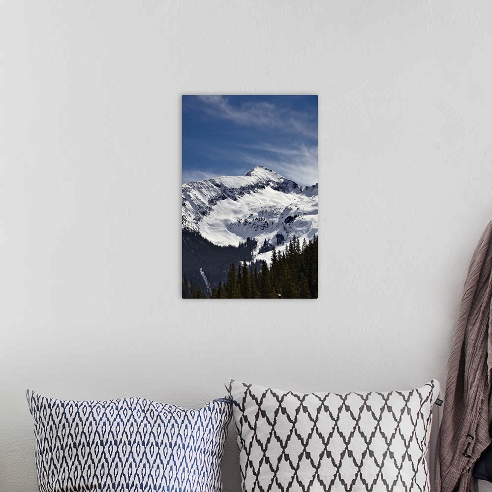 A bohemian room featuring Hazleton Mountain in the winter, San Juan Mountains, Colorado