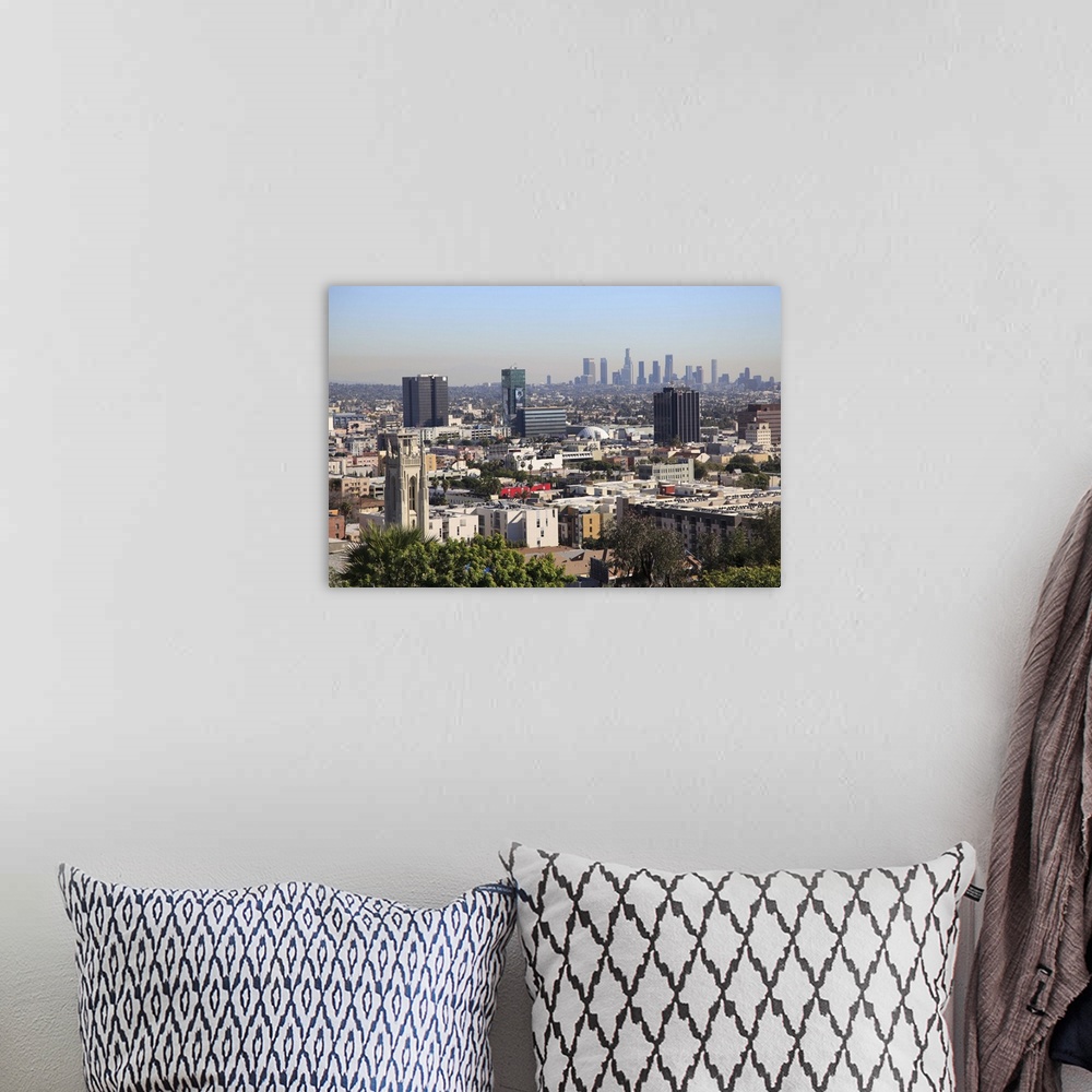 A bohemian room featuring Hollywood and downtown skyline, Los Angeles, California