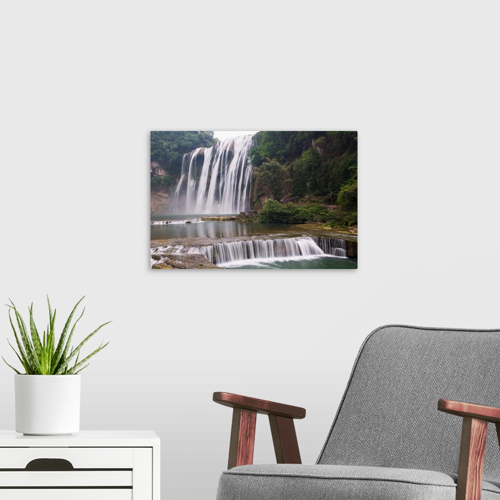 A modern room featuring Huangguoshu Waterfall, Guizhou Province, China