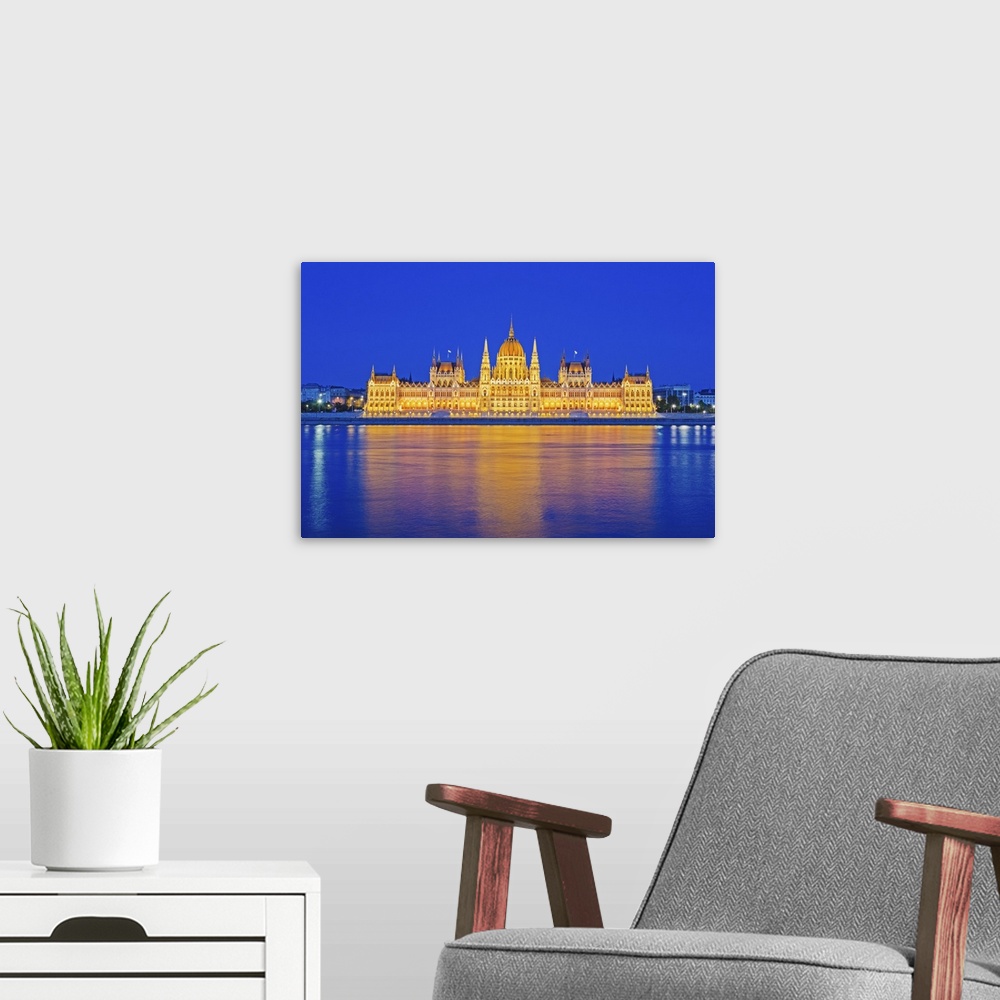A modern room featuring Hungarian Parliament Building, Banks of the Danube, UNESCO World Heritage Site, Budapest, Hungary...