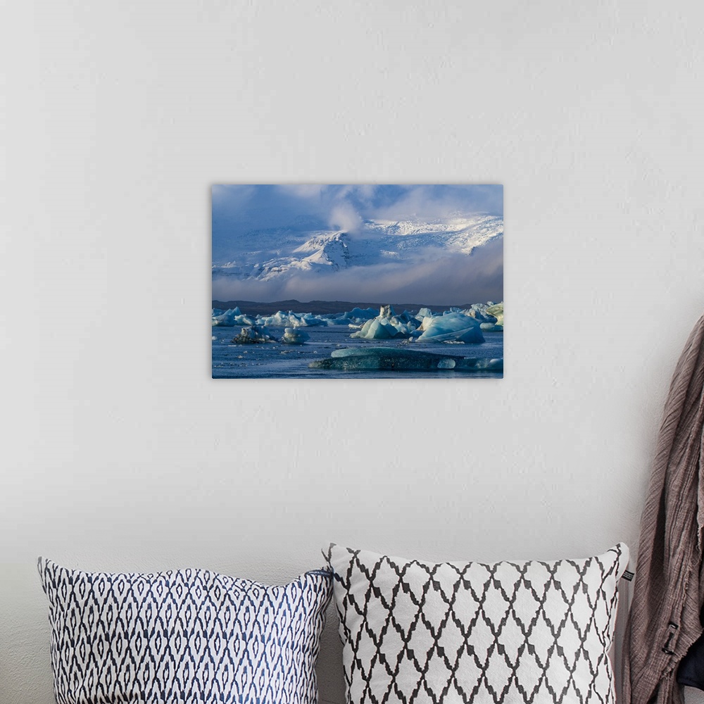 A bohemian room featuring Icebergs in Jokulsarlon glacier lagoon, Iceland, Polar Regions