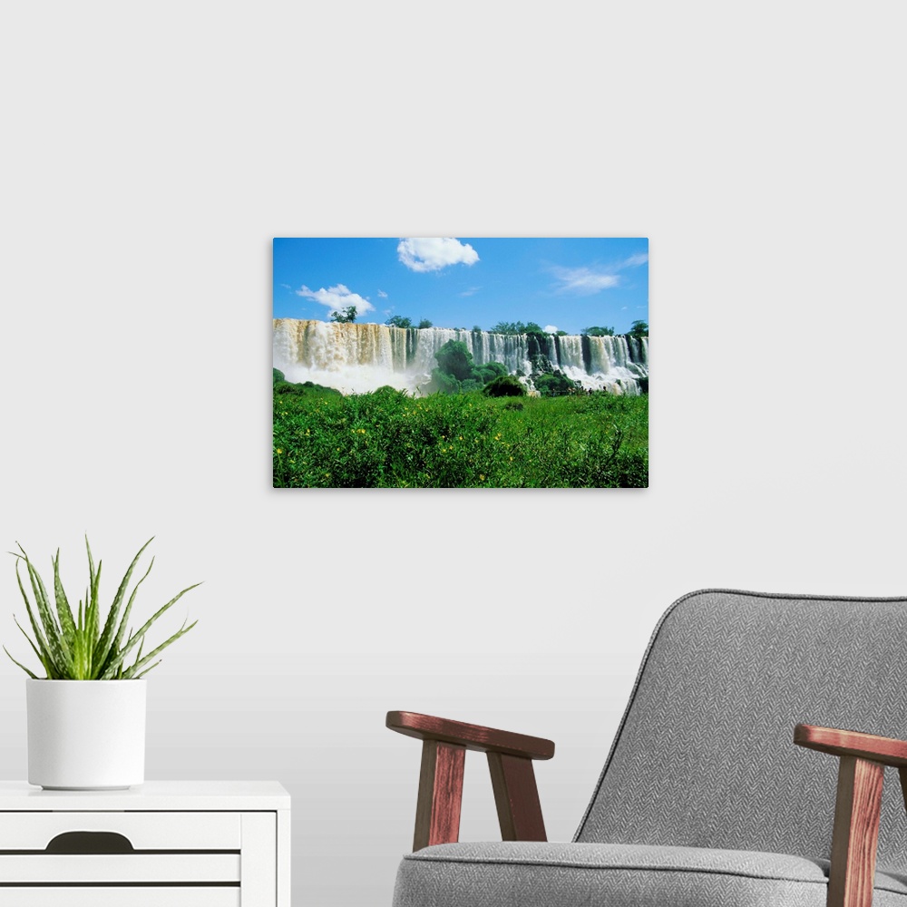 A modern room featuring Iguacu Falls, Argentina, South America