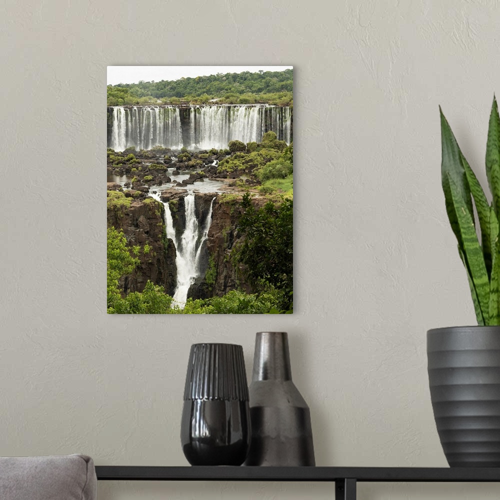 A modern room featuring Iguazu Falls, Brazil, looking across to Argentinian falls, UNESCO World Heritage Site, Brazil, So...