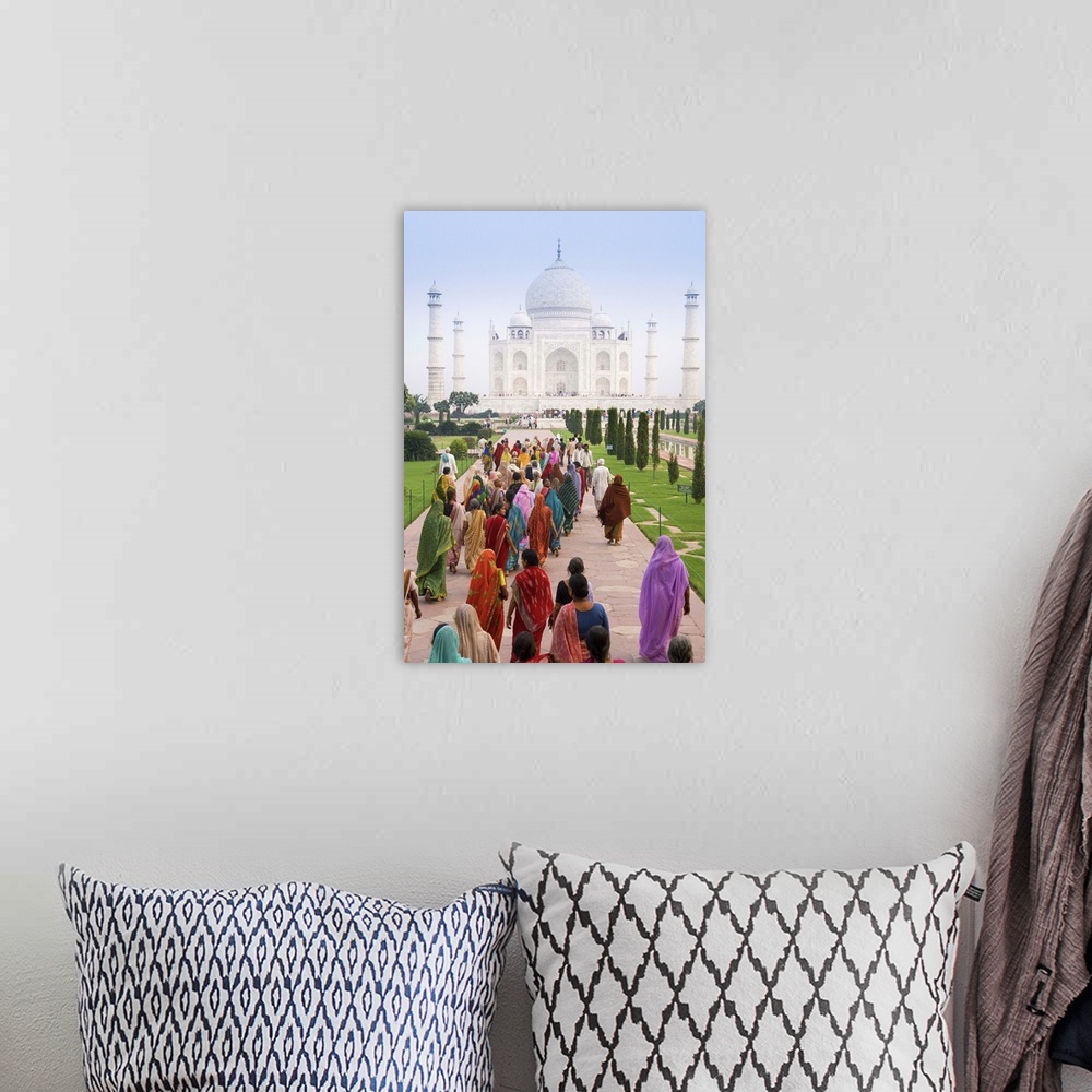 A bohemian room featuring India, Uttar Pradesh, The Taj Mahal, this Mughal mausoleum has become the tourist emblem of India.