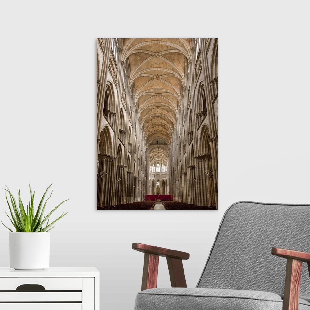 A modern room featuring Interior looking east, Rouen Cathedral, Rouen, Upper Normandy, France
