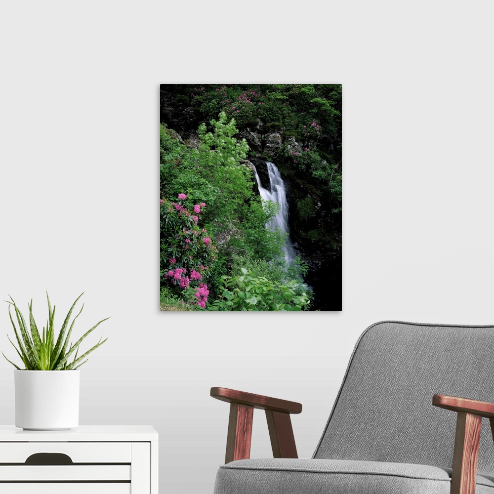 A modern room featuring Inversnaid Waterfall, Loch Lomond, Stirling, Central Region, Scotland, UK