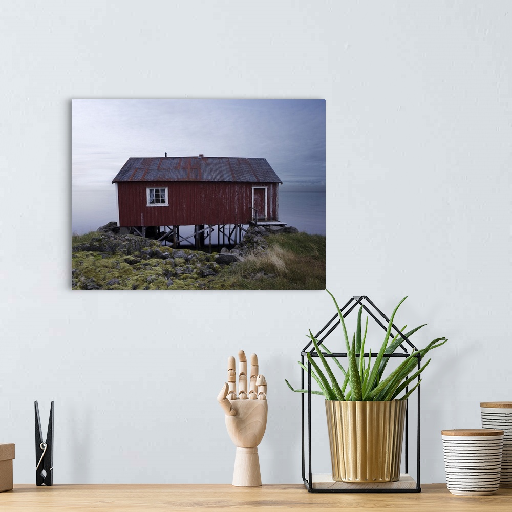 A bohemian room featuring Isolated Rorbu, Lofoten Islands, Norway, Scandinavia, Europe