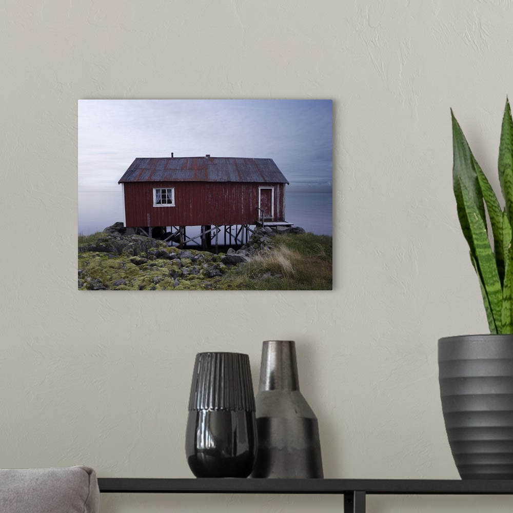 A modern room featuring Isolated Rorbu, Lofoten Islands, Norway, Scandinavia, Europe